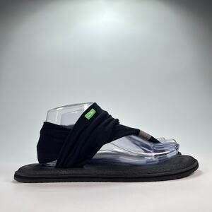 Sanuk Yoga Sling 2 Black Flip Flop Slingback Yoga Sandals SWS1001 Women's Size 9